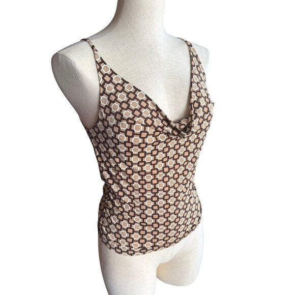 Y2K Forever 21 Made in USA Drape Neck Pattern Tank size Medium - Picture 1 of 9